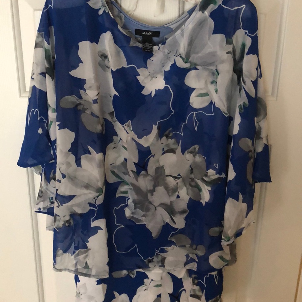 Alfani Chiffon batwing overlay blouse